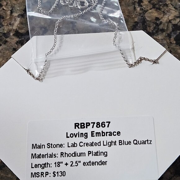 Bomb Party RBP7867 "Loving Embrace" Light Blue Quartz Necklace - Picture 3 of 4